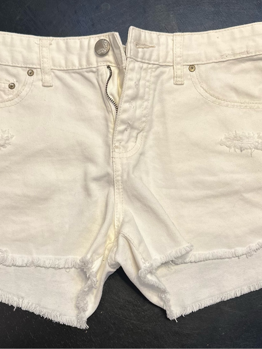 Free People White Frayed Denim Cutoff Shorts